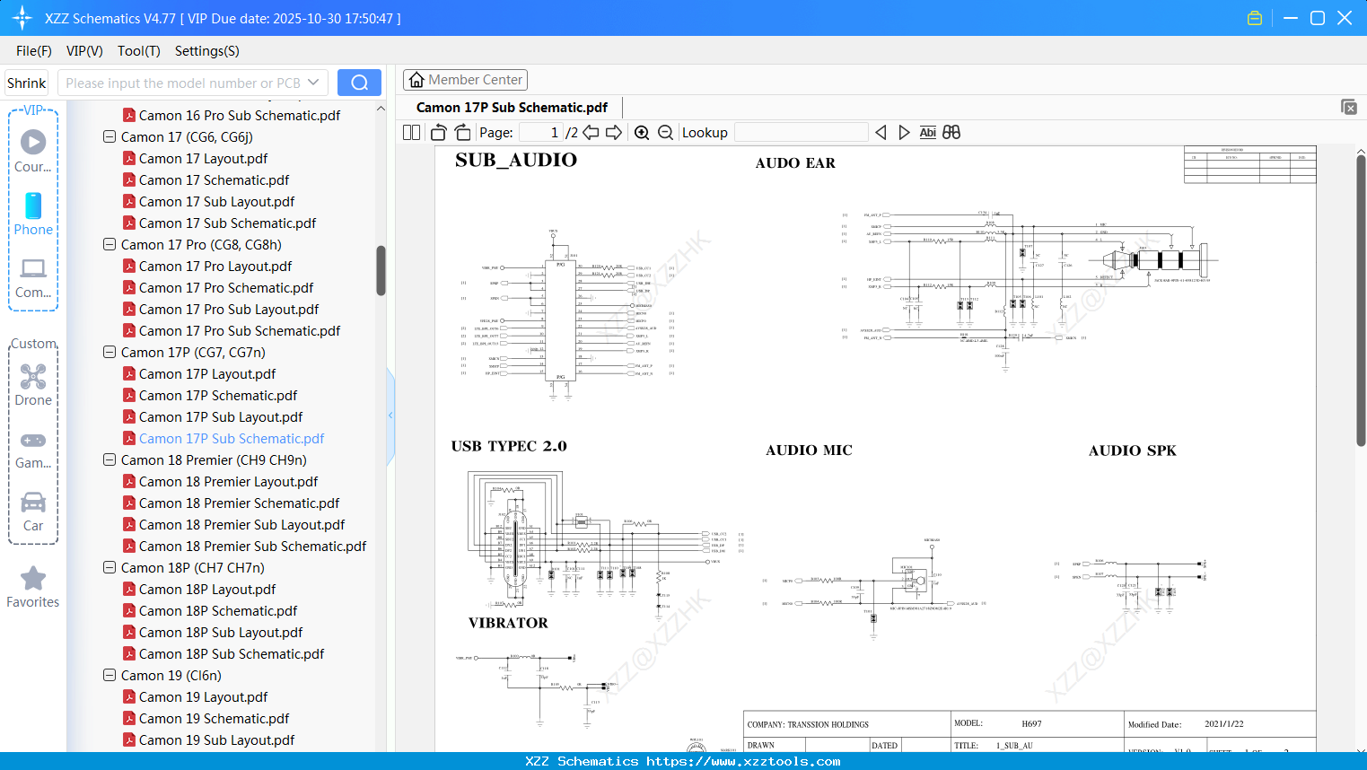 Tecno Camon 17P Sub Schematic